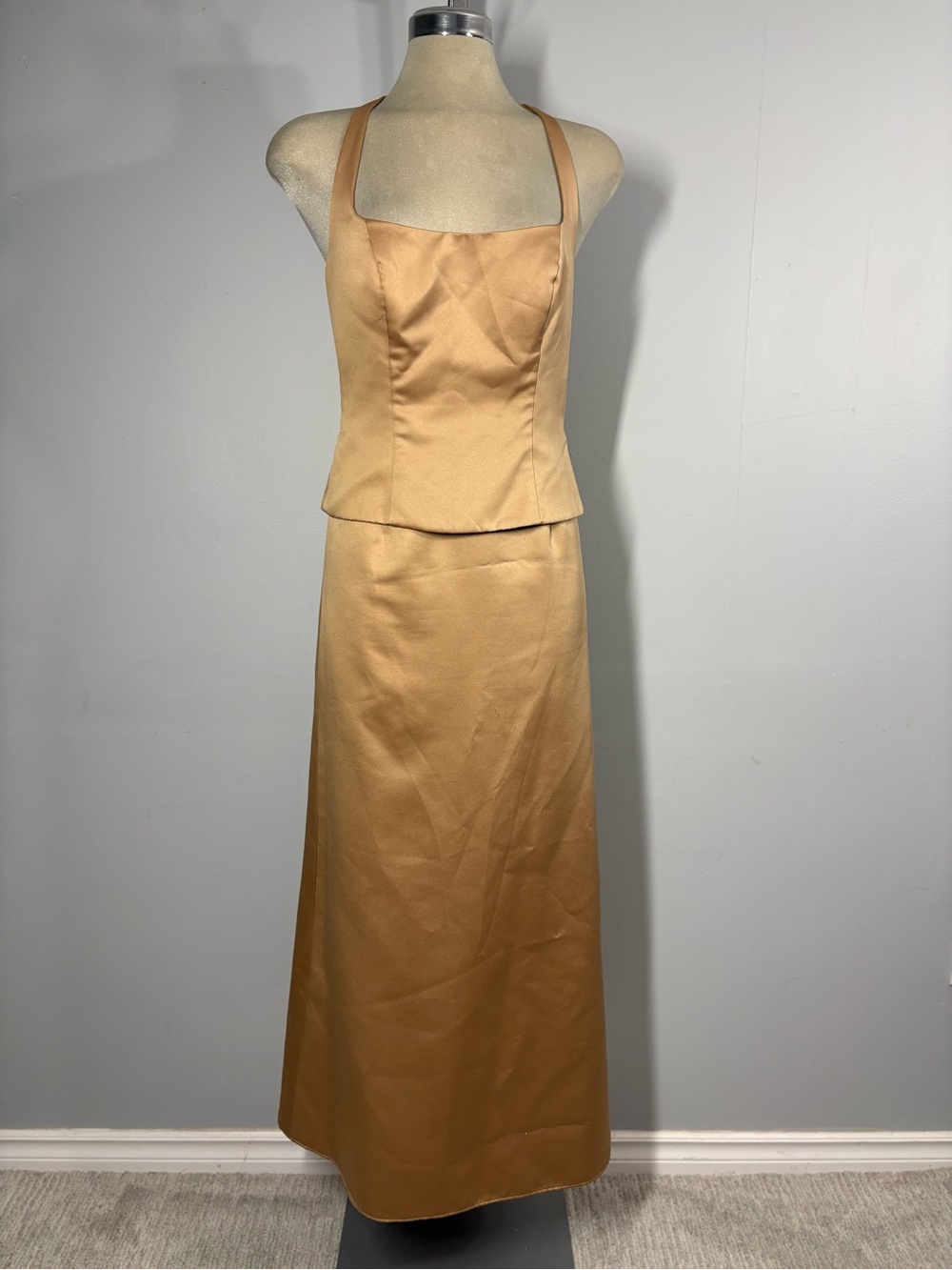 Alfred Angelo Harvest Gold Satin Two-Piece Evening Set Size 6